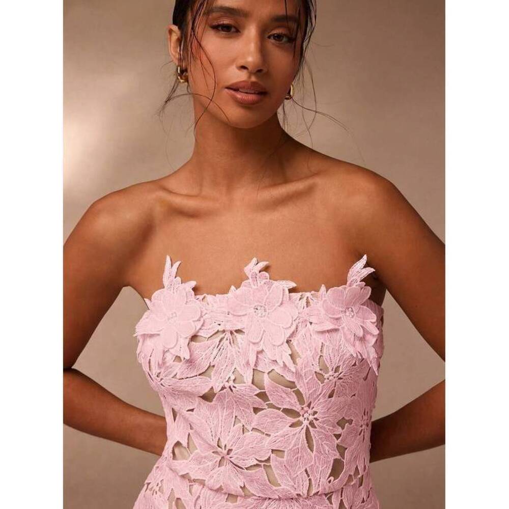 Glamine Pink Floral Party Water-Soluble Tube Top Mini Dre - Picture 3 of 5